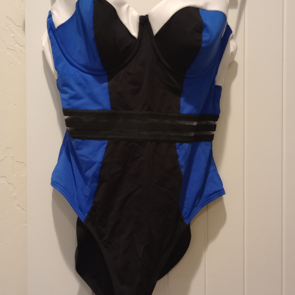 Kenneth Cole Blue and Black Bodysuit